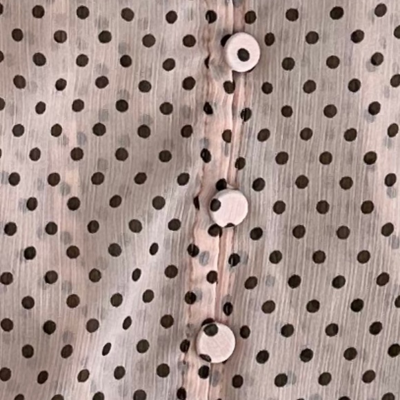 ALLSAINTS Lara Polka Dot Sheer Blouse Rosewater Pink 2 Feminine Relaxed Smocked - Picture 5 of 12
